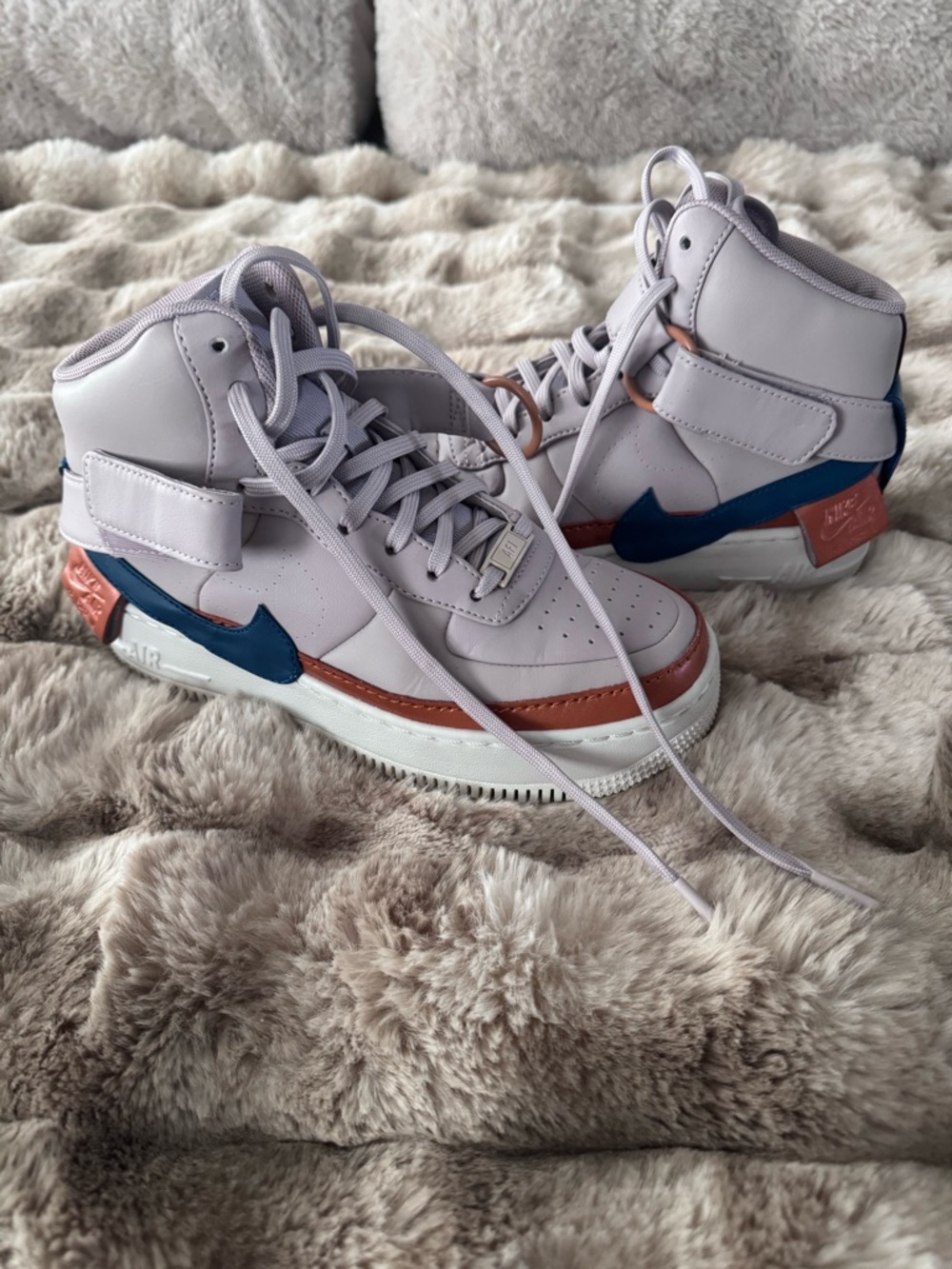 Nike High-Top Sneakers in Lavender with Navy & Rust Accents